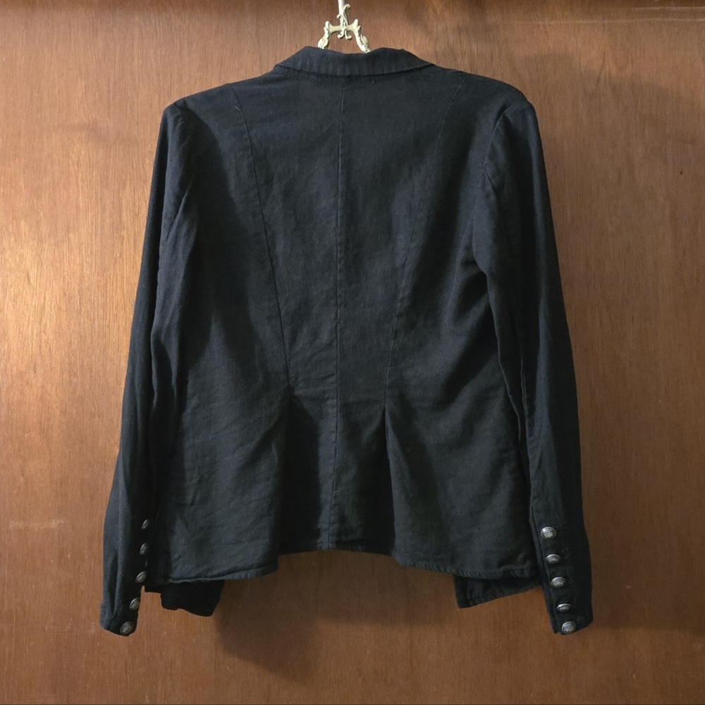 Free People Double Breasted Black Linen Jacket - Picture 10 of 10